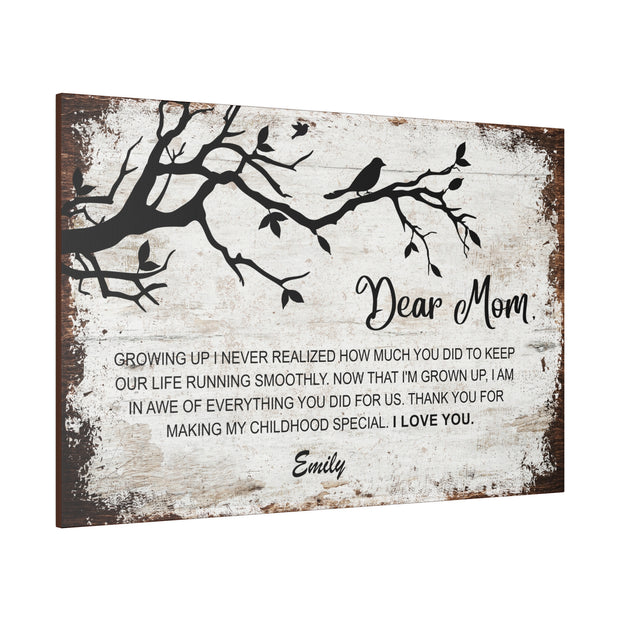 Tribute to Mom Personalized Canvas