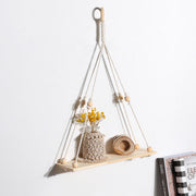 Macrame plant hanger with wide shelf