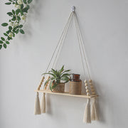 Macrame plant hanger with double tassel on both side