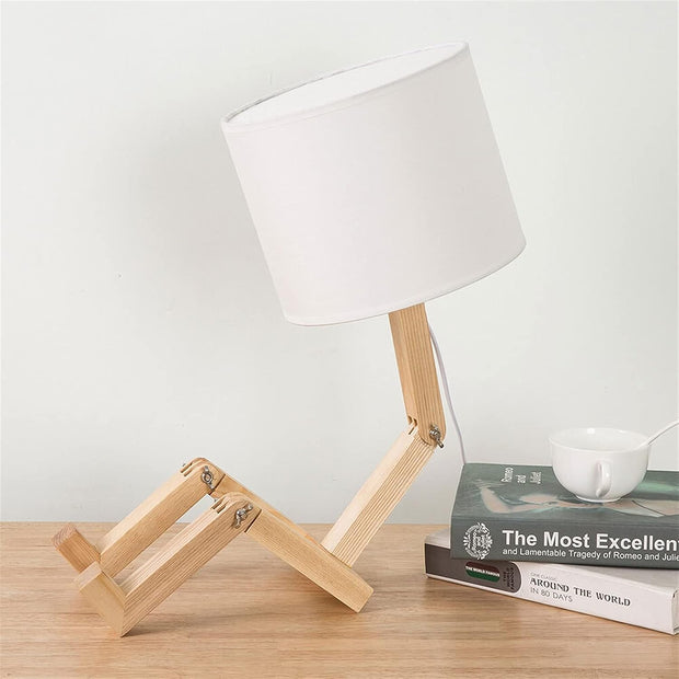 Wooden Robot Bedside Lamp