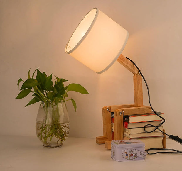 Wooden Robot Bedside Lamp