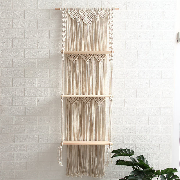 Full image of macrame floating wall shelves with no items