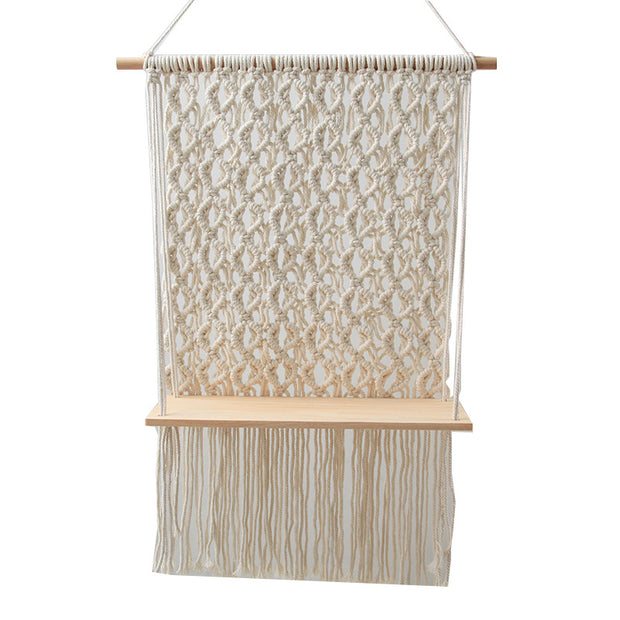 Macrame shelf with light shelf