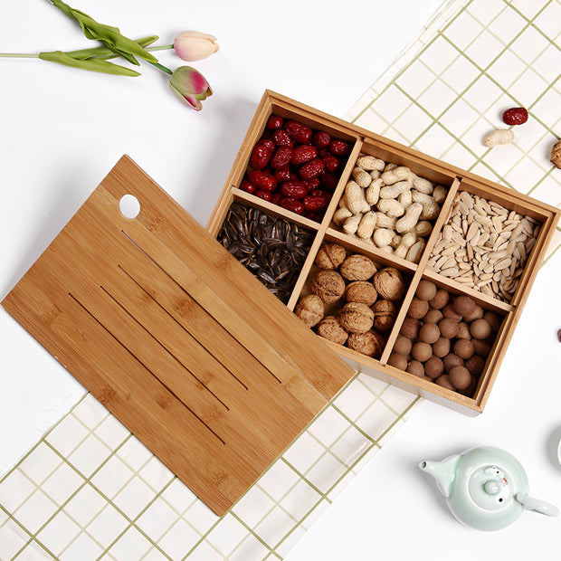 Rustic Wooden Snack Box with Lid