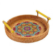 Floral Wicker Rattan Tray