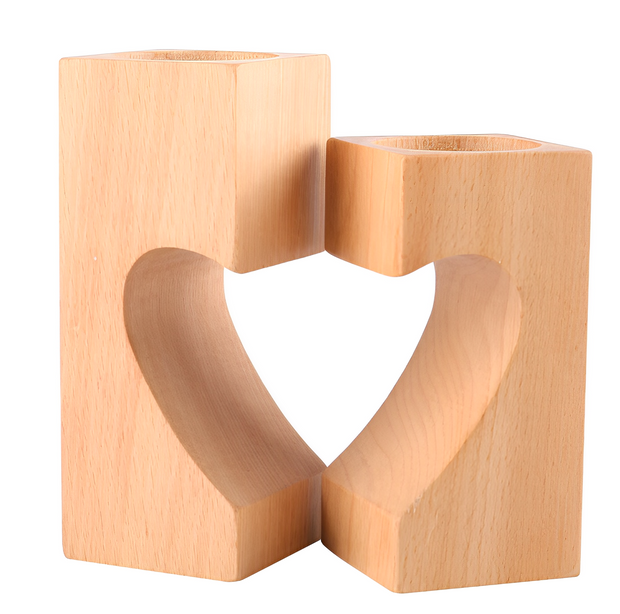 Love Heart Wood Candle Holder