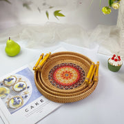 Floral Wicker Rattan Tray