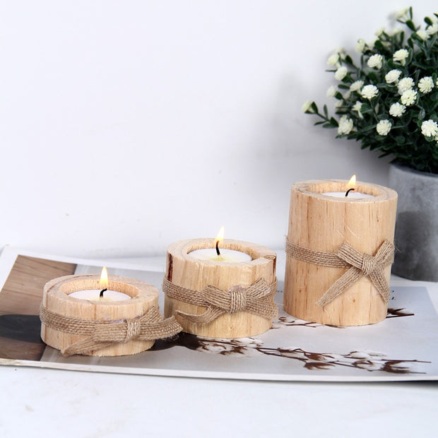 Pinewood Candle Holders