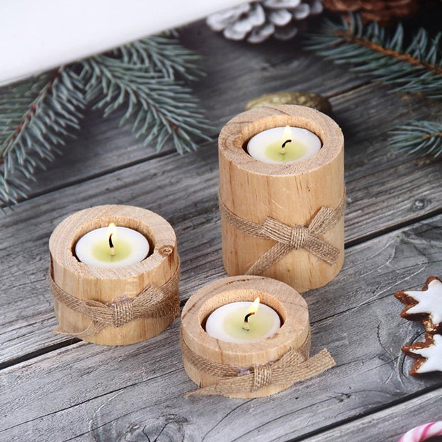 Pinewood Candle Holders