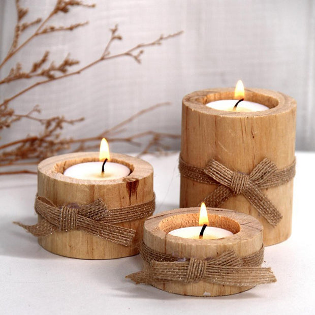 Pinewood Candle Holders