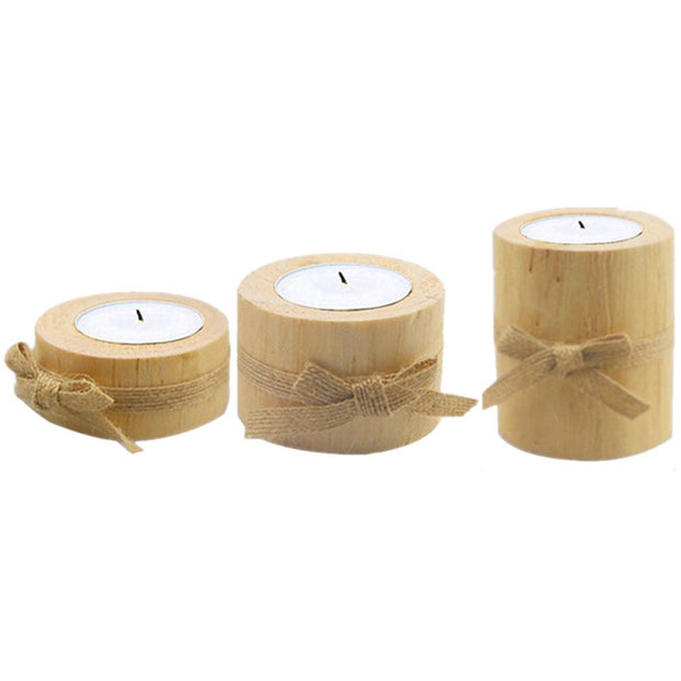 Pinewood Candle Holders