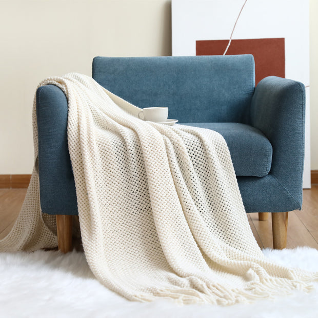 Nordic Tassel Knitted Blanket