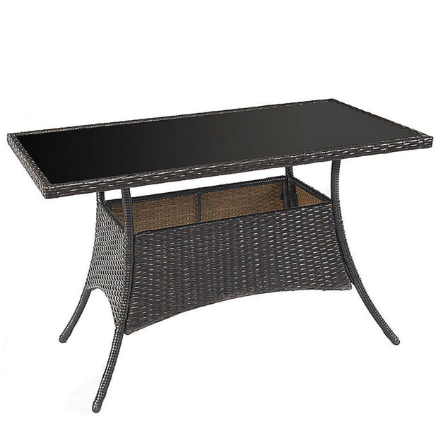 Rattan Tempered Glass Table