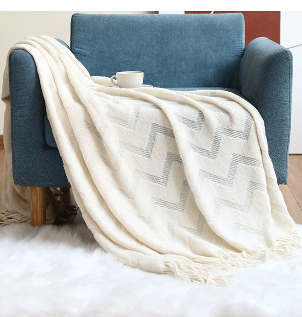 Nordic Tassel Knitted Blanket