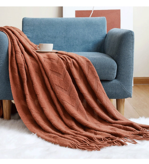 Nordic Tassel Knitted Blanket