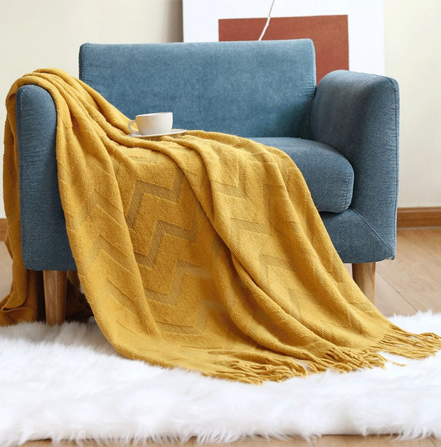 Nordic Tassel Knitted Blanket