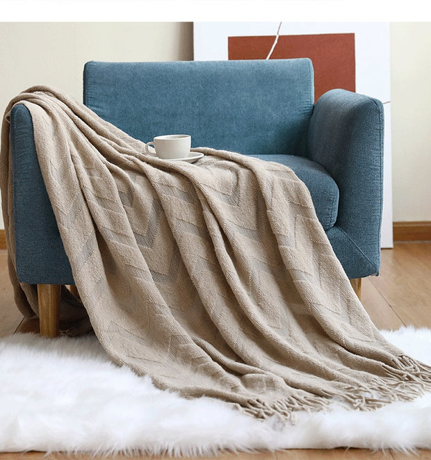 Nordic Tassel Knitted Blanket