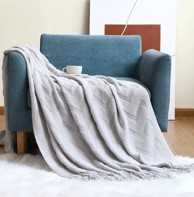 Nordic Tassel Knitted Blanket