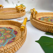 Floral Wicker Rattan Tray