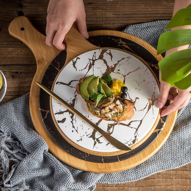 Ceramic Bamboo Serving Pan