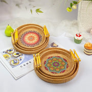 Floral Wicker Rattan Tray