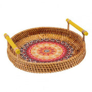 Floral Wicker Rattan Tray